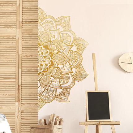 Golden Mandala Wall Stickers For Living Room Bedroom Wall Decoration Pure Black Self Adhesive Decor Sticker Wallpapers