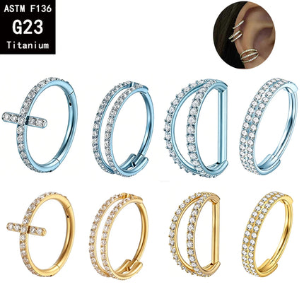 G23 Titanium ASTM F136 Nose Rings Piercing Hoop Earrings For Women Septum Nose Ring Clicker piercing Set  Body Jewelry