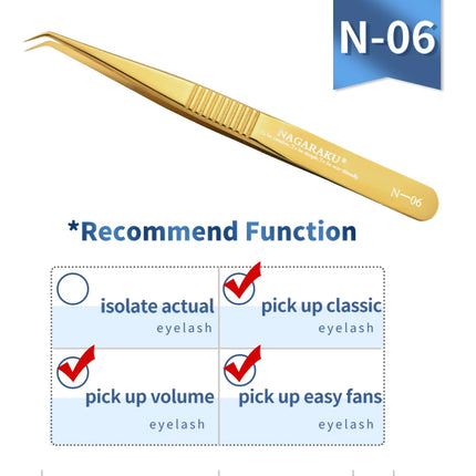 NAGARAKU Eyelash Extension Tweezers Makeup Tools Stainless Steel Non-magnetic Pincet False Eyelash Tweezers 3D accurate tweezers