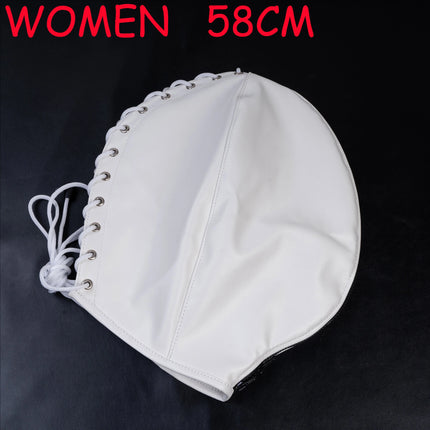 Adjustable Size Fetish Double Leather Mask with Zipper for Adult Mysterious Role Play Halloween Carnival Party Mask Hood Costume