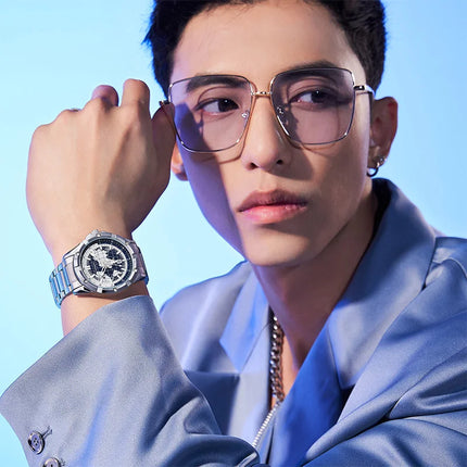 TIMEARTX mens watch Stylish Map Dial Analog Display Auto Date & Luminous Function Men's Gift Watches man (Non-Mechanical)