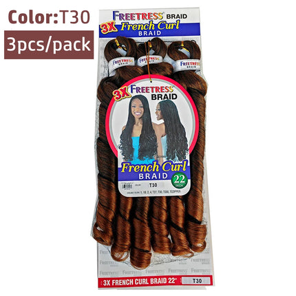 French Curly Braiding Hair Synthetic Wavy Hair Bundles Extensions Loose Weave Bundles 22 Inch 3pcs/Pack French Curly Braid Hairs