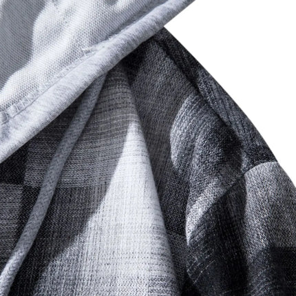 Autumn Hot Sale Of The Season Men's Plaid Hooded Casual Shirt Independent Station Cross-Border Checkered Hoodie Style Floral Patchwork
