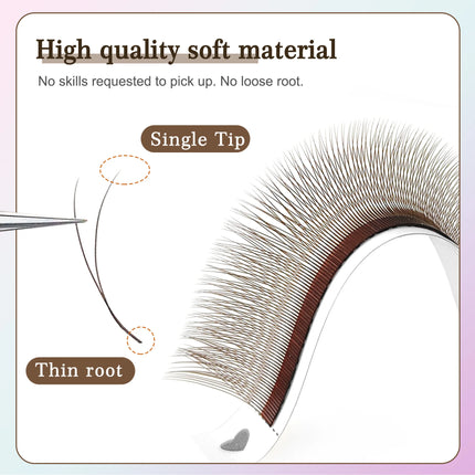 CoMango Mix 8-12/8-15mm Brown Eyelash Extension 2D V Shape False Lash Premade Fans Soft Light Natural Eyelash Makeup