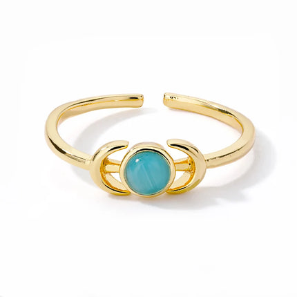 Zircon Moon Star Rings For Women Stainless Steel Glowing Moon Star Adjustable Finger Ring Aesthetic Wedding Jewelery Gift Femme