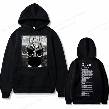 Tupac 2pac Graphic Hoodie Men Clothing Fashion Oversized Hip Hop Comfortable Autumn Winter Sweatshirt Male Casual Fleece Hoodies