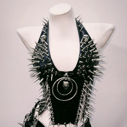 bustier top y2k fashion y2k clothes y2k crop top gothic clothes y2k top Rivets Tank Tops Skull top vintage tops gothic tank tops