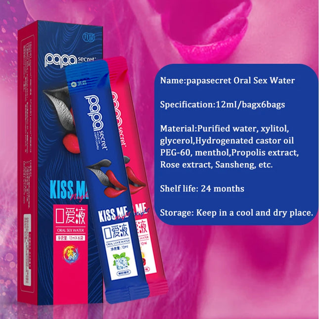 6pcs Oral Sex Water Lubricant Sexual Strawberry Peach Flavor Ice Fire Sex Toys Water Based Lubricant Gel for Women Men Couples
