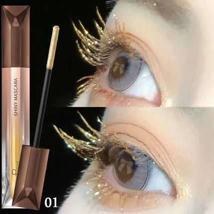 Glitter Sparkling Mascara，Long-Lasting, Volumizing Lashes, Effects, Waterproof, Smudge-Proof ， crushed diamond mascara pearlesce