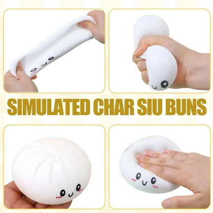 NEW Realistic Giant Dumpling Squishes Squeeze Toy with Steamer Soft TPR Dough Ball Decompression Fidget Toy Funny Creative Gift