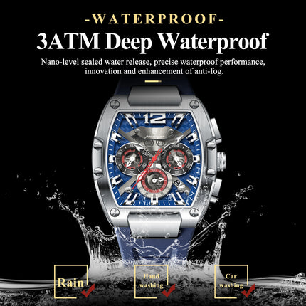 POEDAGAR Luxury Man Quartz Watch Sports Military Watch For Men Waterproof Luminous Date Chronograph Silicone Strap Men's Watches