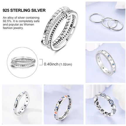 Shine Zircon Ring 925 Silver Original Stone Multi Layer Simple Infinitely Wide Rings For Women FineJewelry Wedding Party Gift