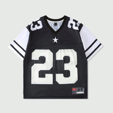 2025 New Hot Women's Summer Y2K Fashion Casual Shirt Street Retro Hip Hop 23 Shirt V-Neck Loose Breathable Quick Drying T-Shirt