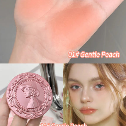 3D Embossed Girl's Blush Press Powder Nude Natural Matte Orange Brown Face Check Contouring Blusher Rouge Makeup Blush Palette