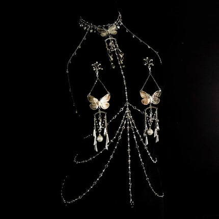 Luxury Butterfly Nipple Clips Seductive Rhinestone Body Chain Premium Collar Anal Plug Vaginal Clamp Erotic Accessories Sex Toys