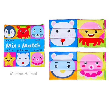 Baby Soft Crinkle Cloth Book Cartoon Face Animal Matching Toy For Toddlers Early Education Cloth Book For Newborn Toddlers