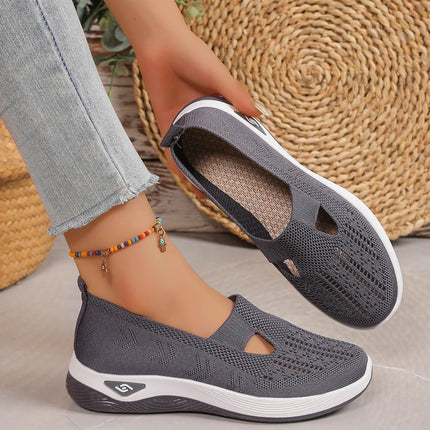 Women's shoes Solid Color Breathable Sneakers, casual sneaker women's summer sneakers, Low-top Knitted Casual Shoes Mom Shoes