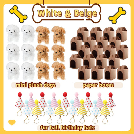 6-20Set Mini Plush Puppy Stuffed Dogs Adopt A Pet Dog Set with Paper Boxes Animals Bulk for Birthday Animal Theme Party Favors