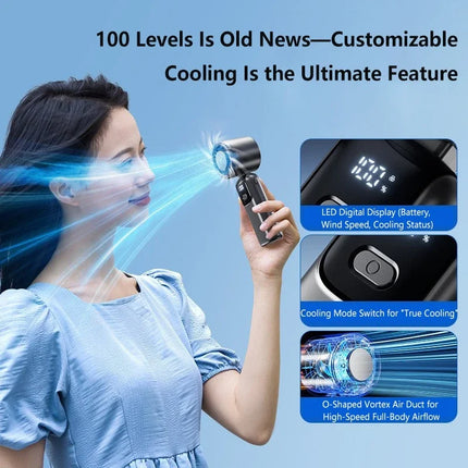 Lenovo Portable Handheld Cooling Fan 100-Speed Powerful Wind Ultra-Quiet Hanging Foldable 90° Adjustable for Office Outdoor
