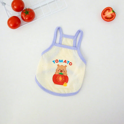 Pet Summer Breathable Ice Silk Strap Cat and Dog Cooling Clothes Cute Bear Printed Dog Clothes