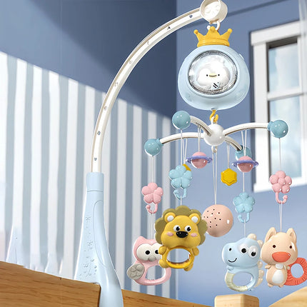 360° Penguin Musical Projection Baby Crib Mobile Rotating Soft Light Bed Bell Toy Four Speed Timming Infant Rattle Bedside Gift