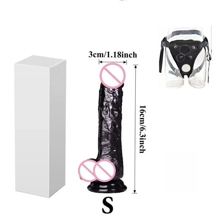 Realistic Black Wear Strap on Anal Plug G-Spot Masturbators Suction Cup Big Dildos Butt Plug Long Dick Adult Sex Toy for Women18