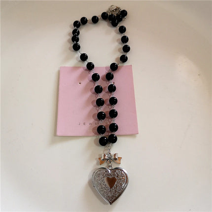 Goth Y2k Aesthetic Heart Locket Pendant Open Female Silver Color Stainless Steel Photo Frame Charm Necklace Women EMO Jewelry
