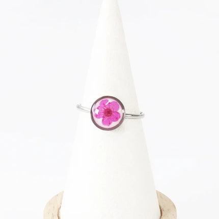 Wency Stainless Steel Dried Flower Round Rings For Women Eternal Flower Open Finger Ring Jewelry Wedding Band Gift Wholesale New