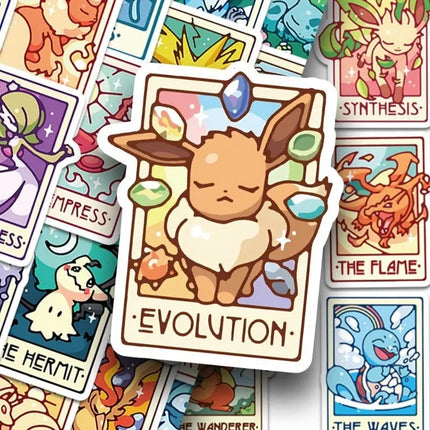 60pcs Pokemon Tarot Card Stickers Decals Cute Dragonite The Messenger Stickers for Laptop Luggage Decor Kids Toys