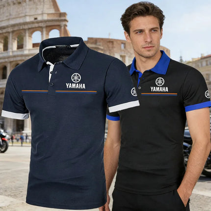 Yamaha Men's Polo Shirt Short Sleeve T-Shirt Casual Fashionable Patchwork Breathable and Comfortable Polo Shirt for Men Summer