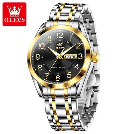 OLEVS Men's Watches Top Brand Luxury Original Quartz Watch for Men Stainless Steel Waterproof Luminous Date Week Business Watches
