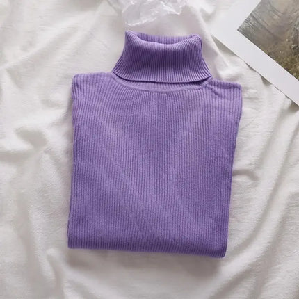 Korean High Collar Knitted Long Sleeve Base Shirt Pure Color Slimming Versatile Underwear Elegant Inner Long Top Women's Fashion