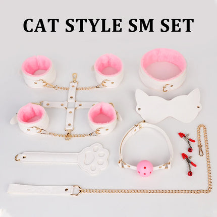 Exotic Accessories Couples Adult Games Erotic Bdsm Set Sexy Leather Plush Sex Toys Bondage Kit Handcuffs Blindfold Flirt Whip 18