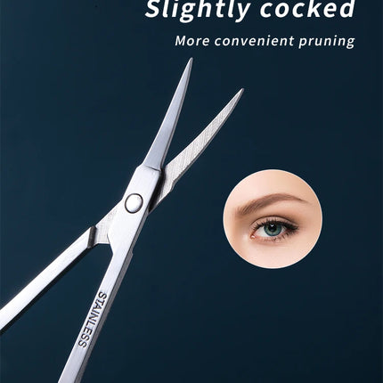 1Pcs Pointed Tip Curved Blade Upwards Stainless Steel Makeup Scissors Eyelash Eyebrow Nose Hair Small Scissors Thin Makeup Tools