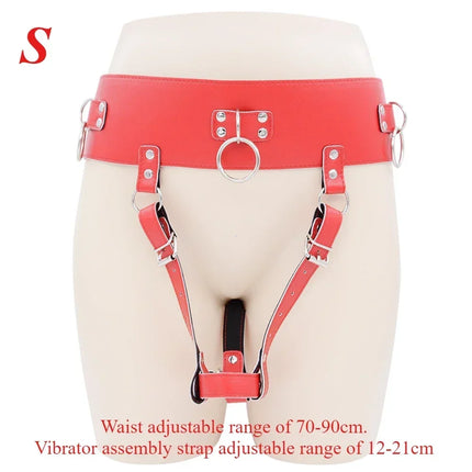 BDSM Leather AV Wand Vibrator Holder Harness Woman,Forced Orgasm Sex Suit Lingerie,Bondage Restraints,Chastity Belt,Adult Games