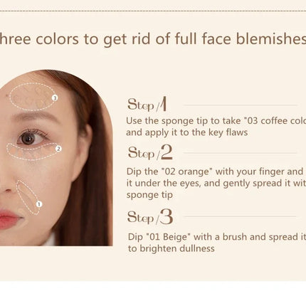 FLORTTE 3 Colors Cute Animal Series Concealer Palette Cove Concealer Cream Brighten Lasting Moisturizing Beauty