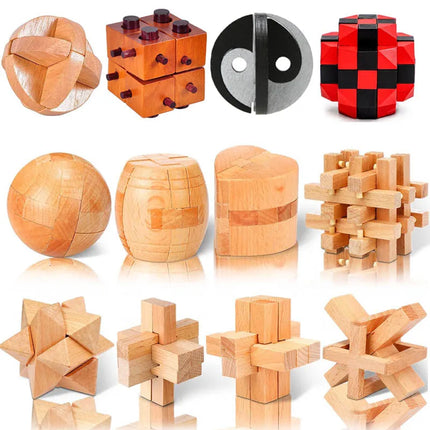 Wooden Luban Lock Unlock Interlocking Puzzle Rompecabezas IQ Test Brain Teaser Game For Adults And Kids Educational Toys