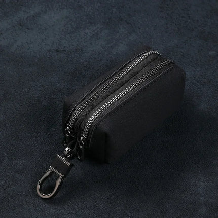 Fashion Single/Double Zipper Key Storage Bag Simple Elegant PU Leather Wallet Bag Large-Capacity Key Holder Organizer Case