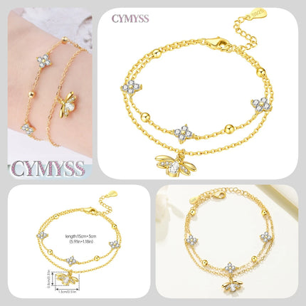 Original 925 Sterling Silver Butterfly Bracelet Zirconia Tennis Ball Women Fashion Simple Engagement Wedding Charm Jewelry Gift