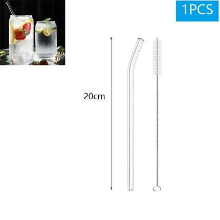 1-10Pcs Reusable Smoothie Glass Straw, Clear Drinking Straws for Smoothie Milkshakes Environmentally Friendly Drinkware Straw