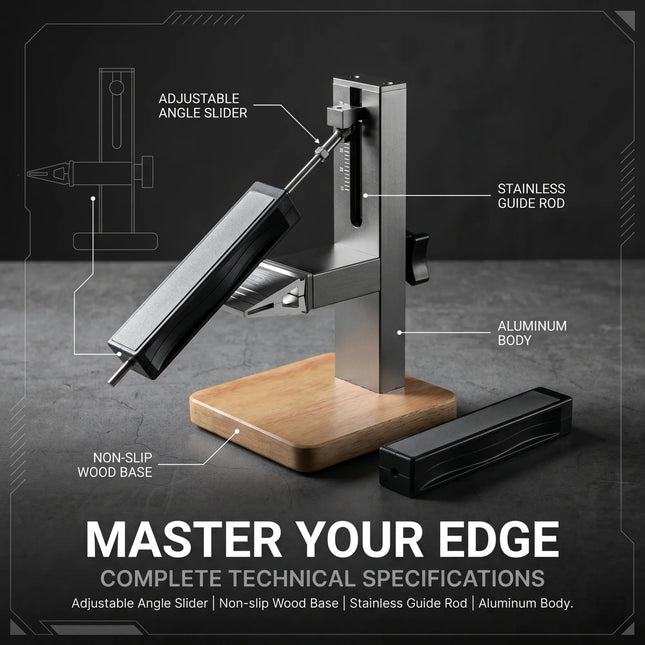 Adjustable Precision Knife Sharpener System, Professional Metal Sharpener for Various Knives, Stable Solid Wood Base Grinder Too