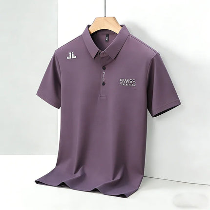 Breathable Men's Polo Shirts Solid Color Embroidered Logo Short Sleeve Casual Sports Summer Top