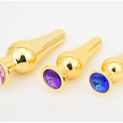 Golden Stainless Steel Anal Plug Crystal Metal Butt Plug Stimulator Anal Sex Toys for Couples Prostate Massager Dildo 3 Size