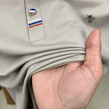 High-End Men's Short-Sleeved Polo Shirt Lapel Button Bee Embroidery Spring Casual Elegant T-Shirt Simple Business Men's Clothing