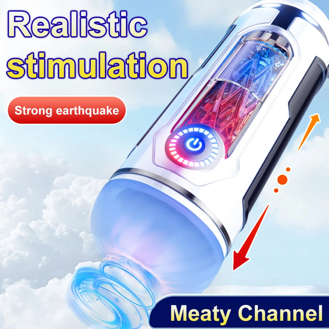 Electric Vacuum Male Masturbator Cup Penis Machine Silicone Real Vaginal Multiple Modes Strong Vibration Adult Toys for Men