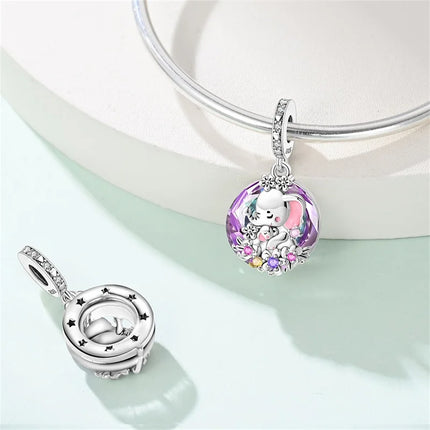 100% 925 Sterling Silver Blue Crystal Life Tree Angel Star Moon Pendants Charms Fit Qikaola 925 Original Bracelets DIY Jewelry