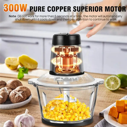 UNCL Small Food Chopper Electric Food Processor With 2-Liter Glass Container A EU Plug