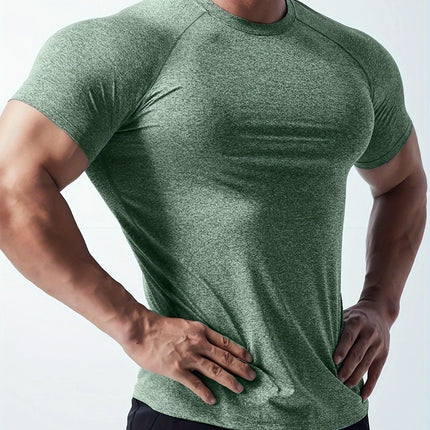 Man T Shirt Men Fitness T-shirt Exercise Short-Sleeved Men's Running Tees Gym Training Stretch Tops Summer Sports Tshirt