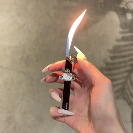 New Butane Gas Lighter Portable Metal Inflatable Lighter Katie Cat Pattern Gas Lighter Cigarette Accessories Small Gifts