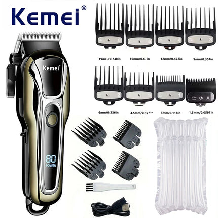 Kemei KM-PG1990A USB Rechargeable Electric Hair Clipper Professional Cordless Men Hair Trimmer Men's Hair Cutting Machine